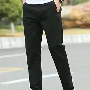 Black Casual Mens Solid Slant Pocket Suit Pants classic chic
